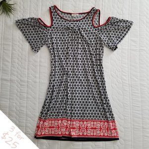 Max Studio Patterned Cold Shoulder Dress (M)